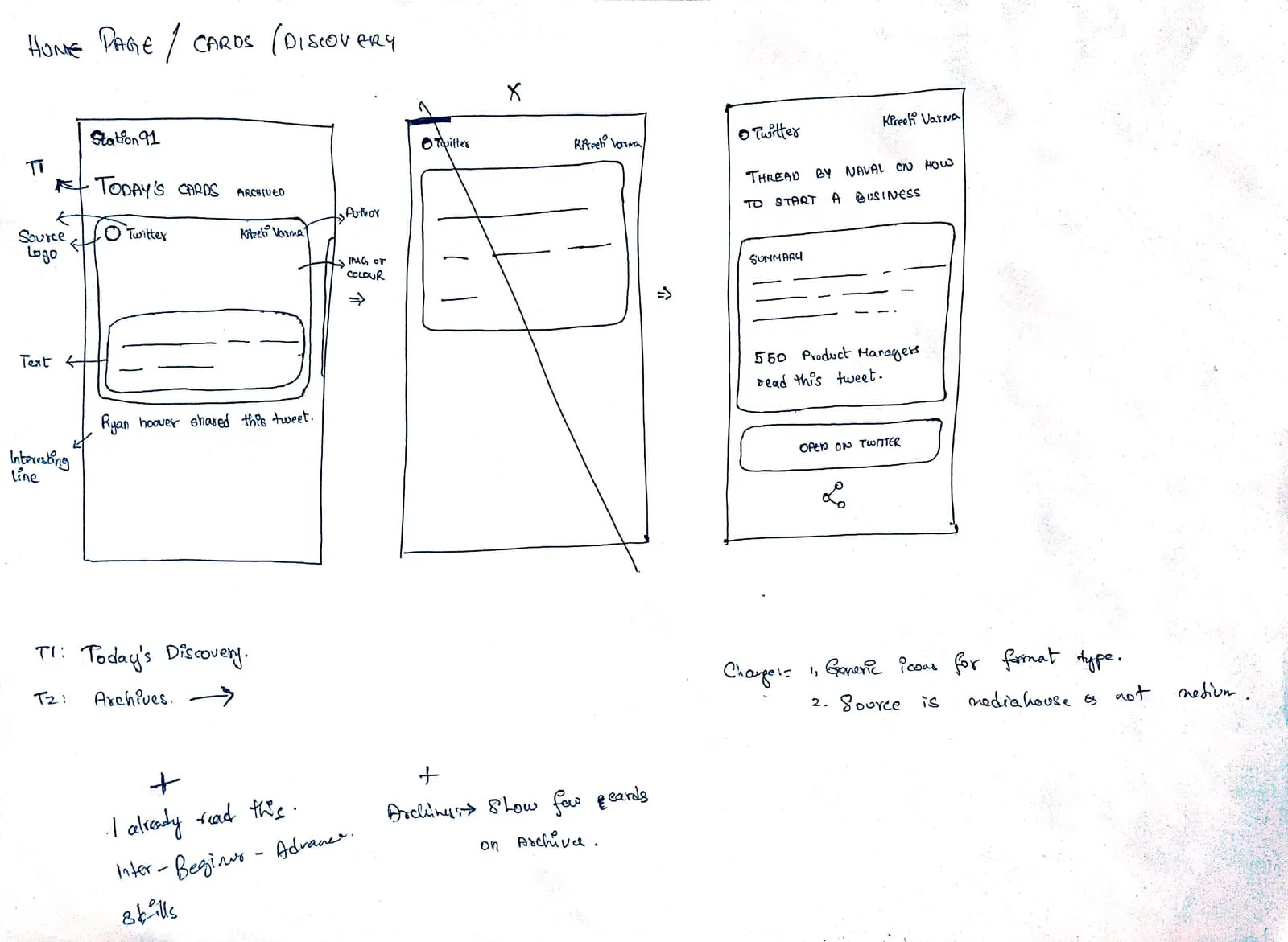 Station91 app wireframe