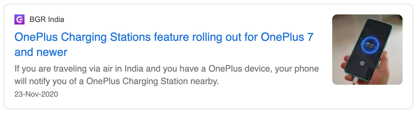 BGR India's article on OnePlus Charging Stations