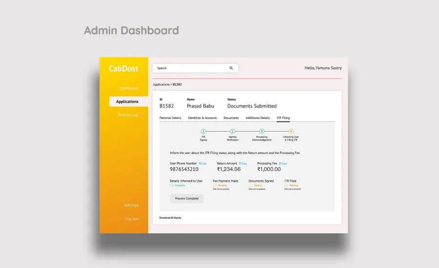 Cabdost: agent dashboard
