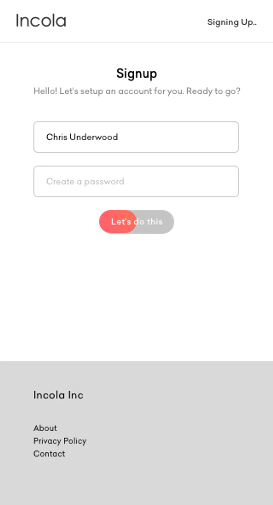 Incola app — dashboard state 3