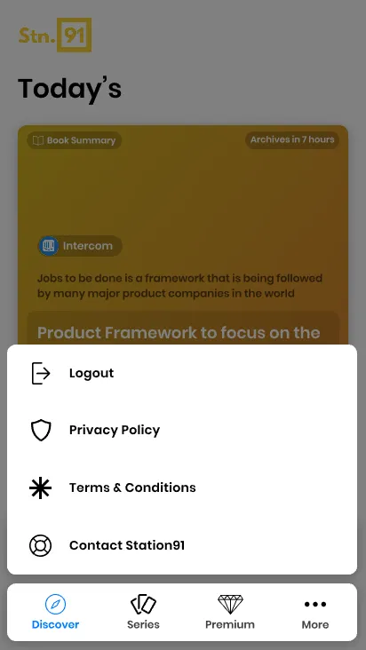 Station91 app UI