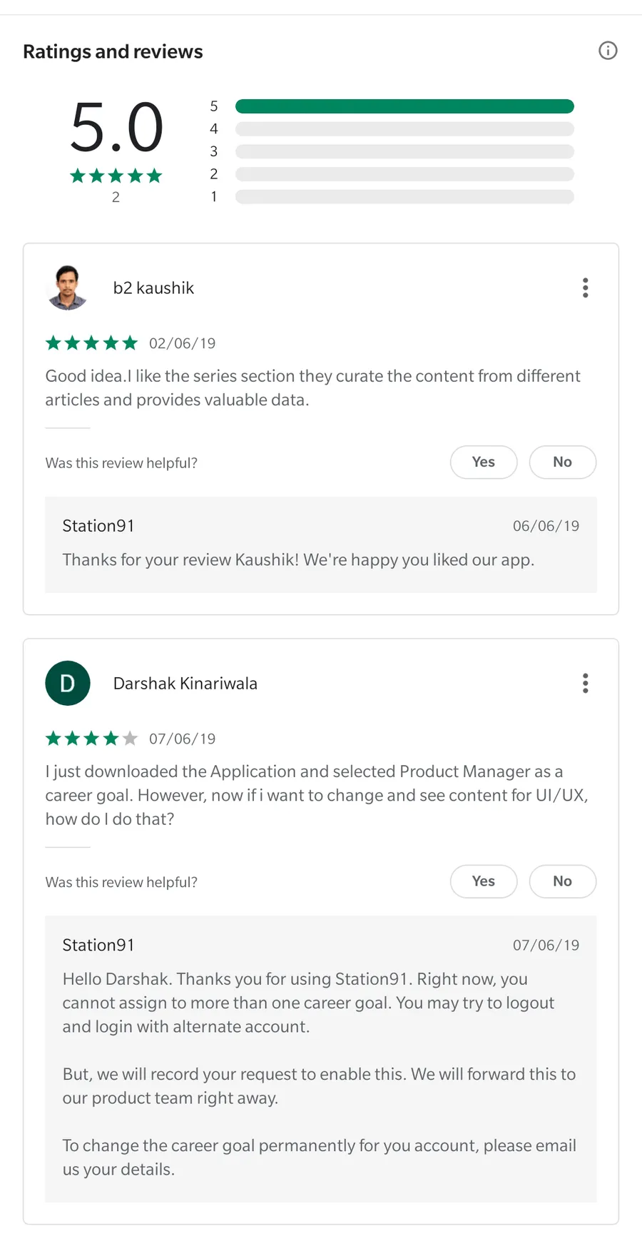 Station91 Play Store ratings and reviews at launch