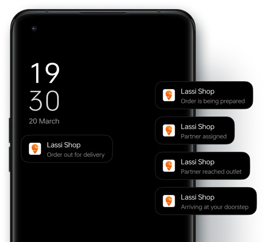 Swiggy live order status on OnePlus Always-on-Display