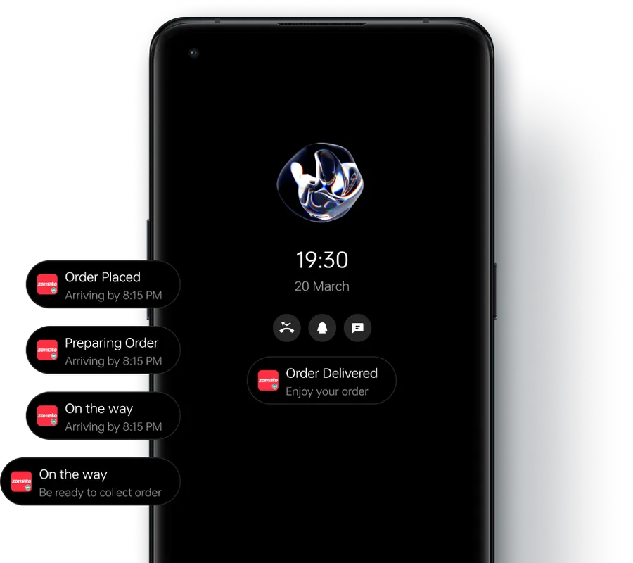 Zomato live order status on OnePlus Always-on-Display