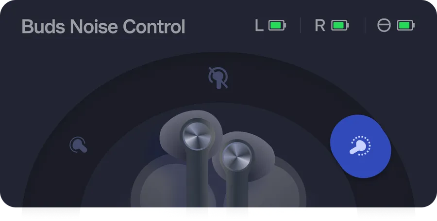OnePlus Buds control card on Shelf
