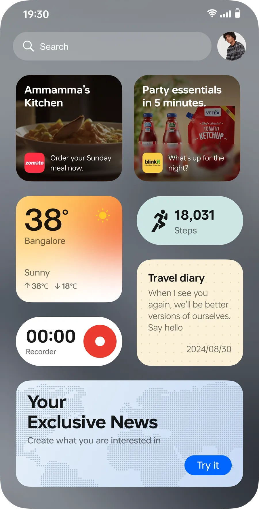 Zomato and Blinkit commerce widgets on OnePlus Shelf