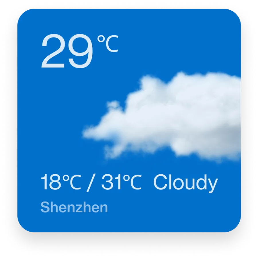 Weather card on OnePlus Shelf